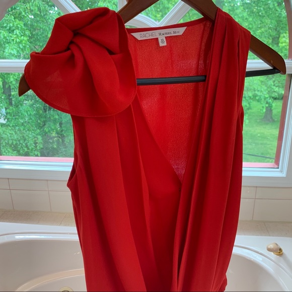 Rachel Roy GORGEOUS Red Draped Flower Blouse - Picture 8 of 10